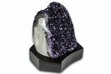 Deep Purple Amethyst Geode With Wood Base - Uruguay #342792-2